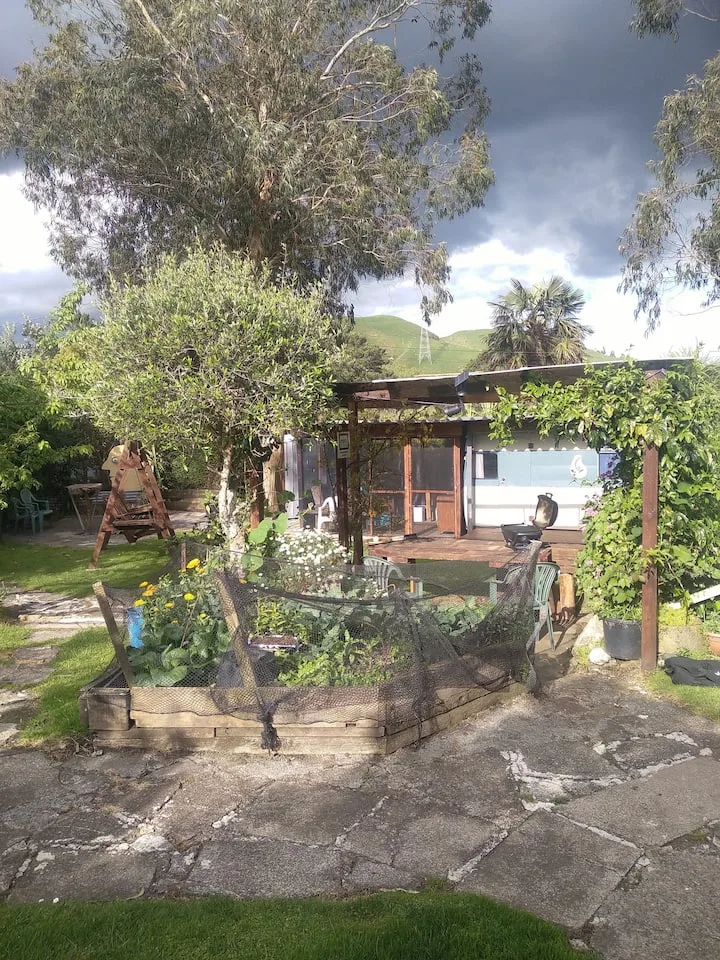 Backyard glamping in a hilly village hide away.