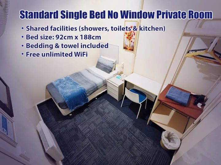 Hostel Single Bed Private Room (No Window)