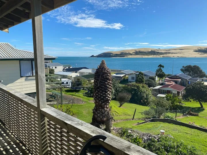 Kiwi Bach with harbour views