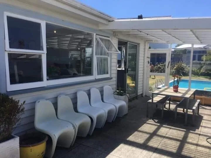 Sunny Pool House by the beach.